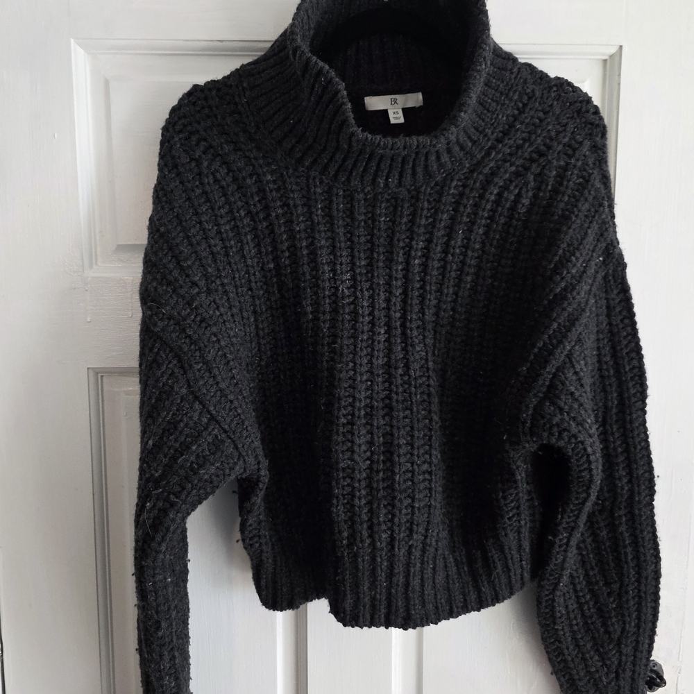 GAP Black Chunky Knit Turtleneck Sweater